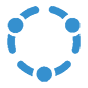 Blue circular icon with dots